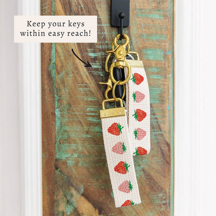 Pink Strawberry Keychain