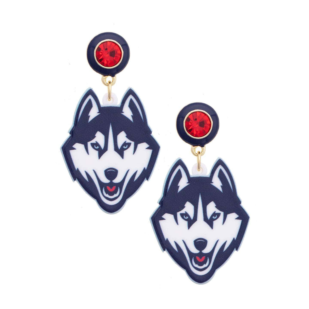 PREORDER: Connecticut Huskies UCONN Resin Mascot Earrings