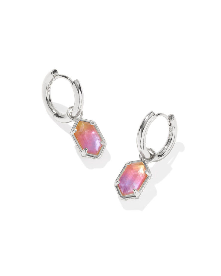 Kendra Scott Hallie Silver Huggie Earrings in Sunrise Watercolor Illusion