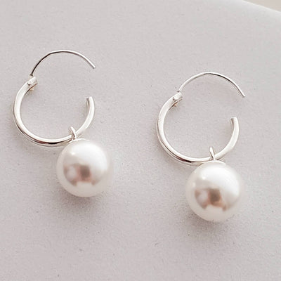 Silver Pearl Endless Hoops