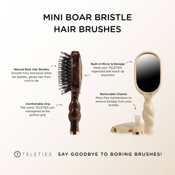 Teleties Mini Boar Bristle HairBrush | Tan