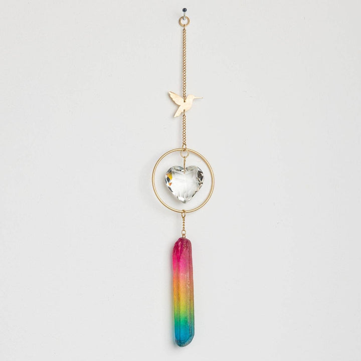 Hummingbird Stone Suncatcher | Rainbow Crystal Window Hanging