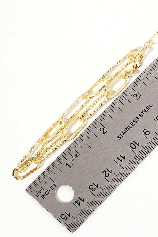Textured Paperclip Bracelet Gold-Dipped Textured Paperclip Chain Bracelet Bracelet
