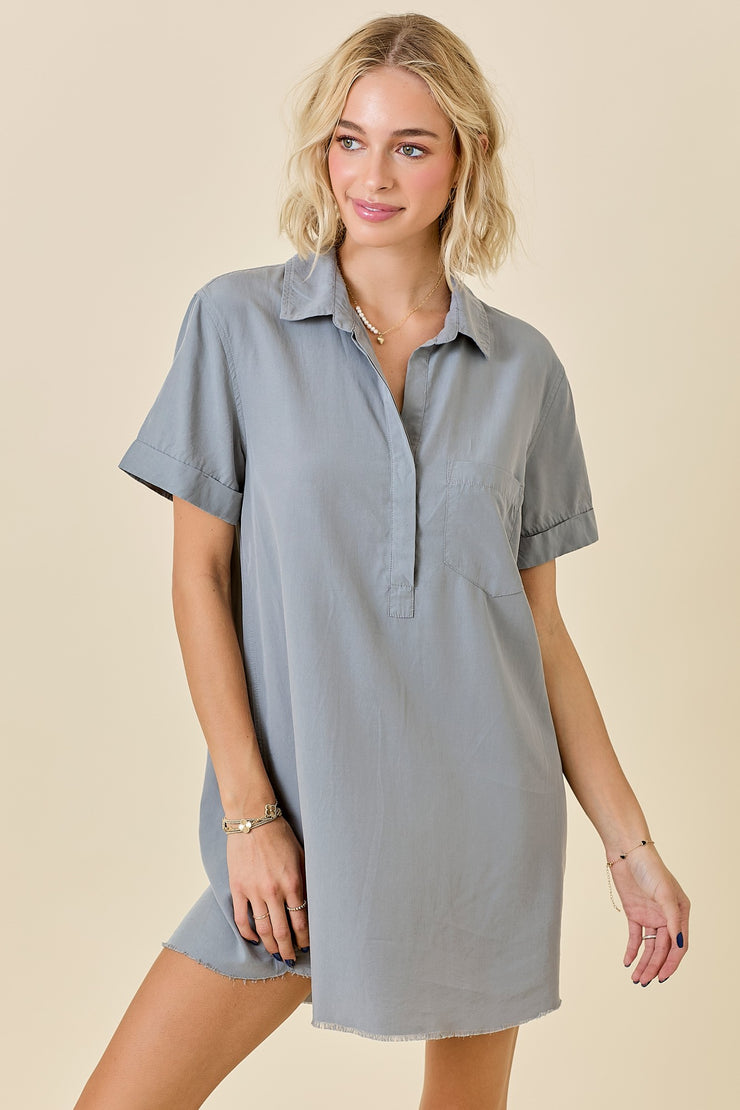 Every Day Shirt Dress in Washed Grey