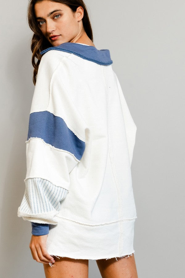 French Terry Ivory Color Block Tunic
