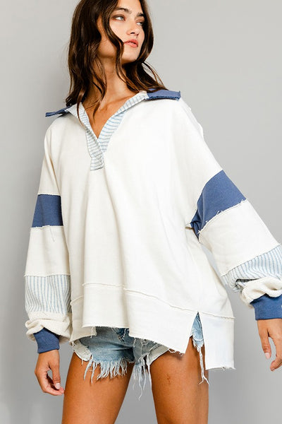 French Terry Ivory Color Block Tunic