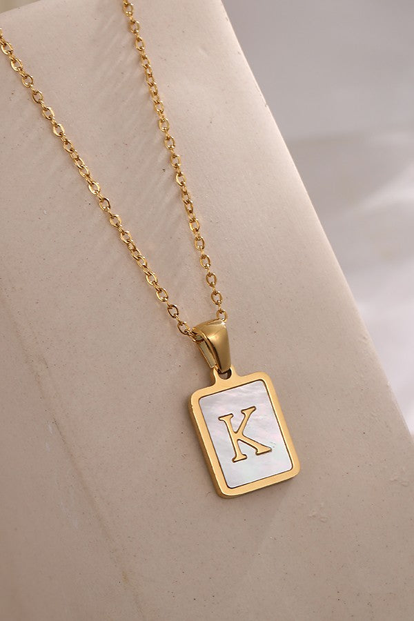 Waterproof Mother of Pearl Initial Necklace