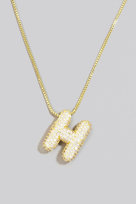 Pave Bubble Initial Necklace