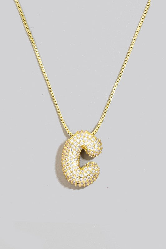 Pave Bubble Initial Necklace