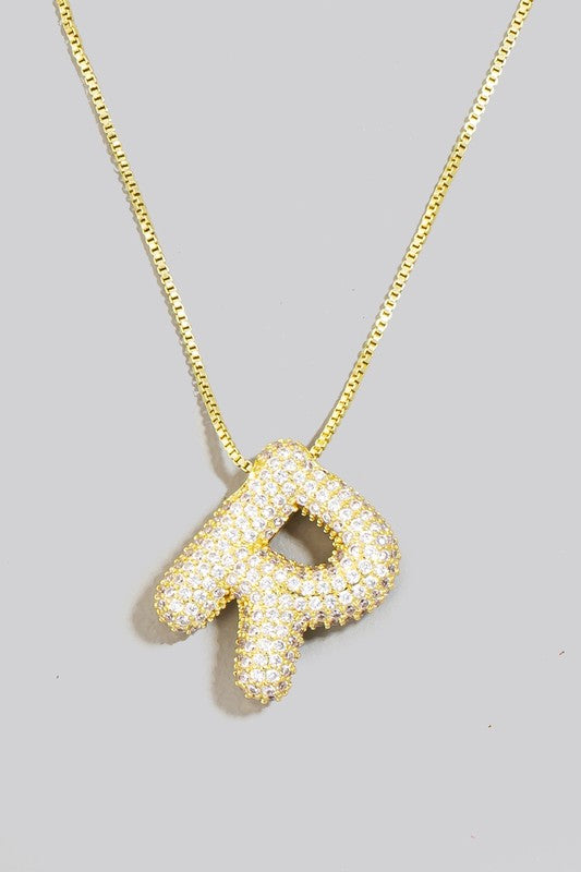 Pave Bubble Initial Necklace