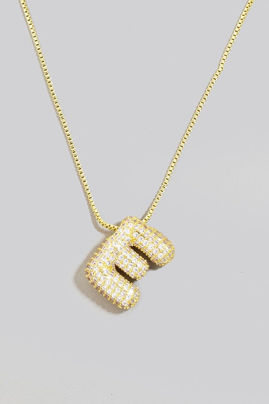 Pave Bubble Initial Necklace