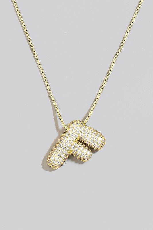 Pave Bubble Initial Necklace