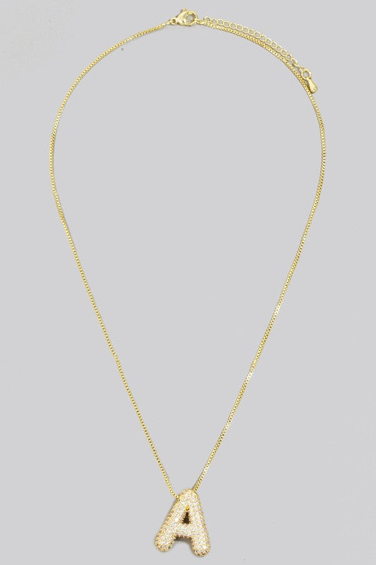 Pave Bubble Initial Necklace