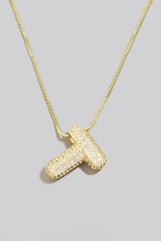 Pave Bubble Initial Necklace