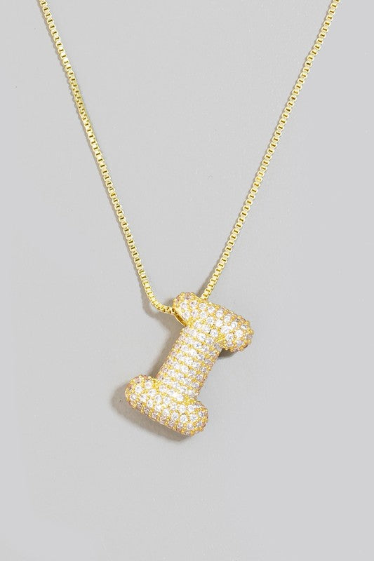 Pave Bubble Initial Necklace