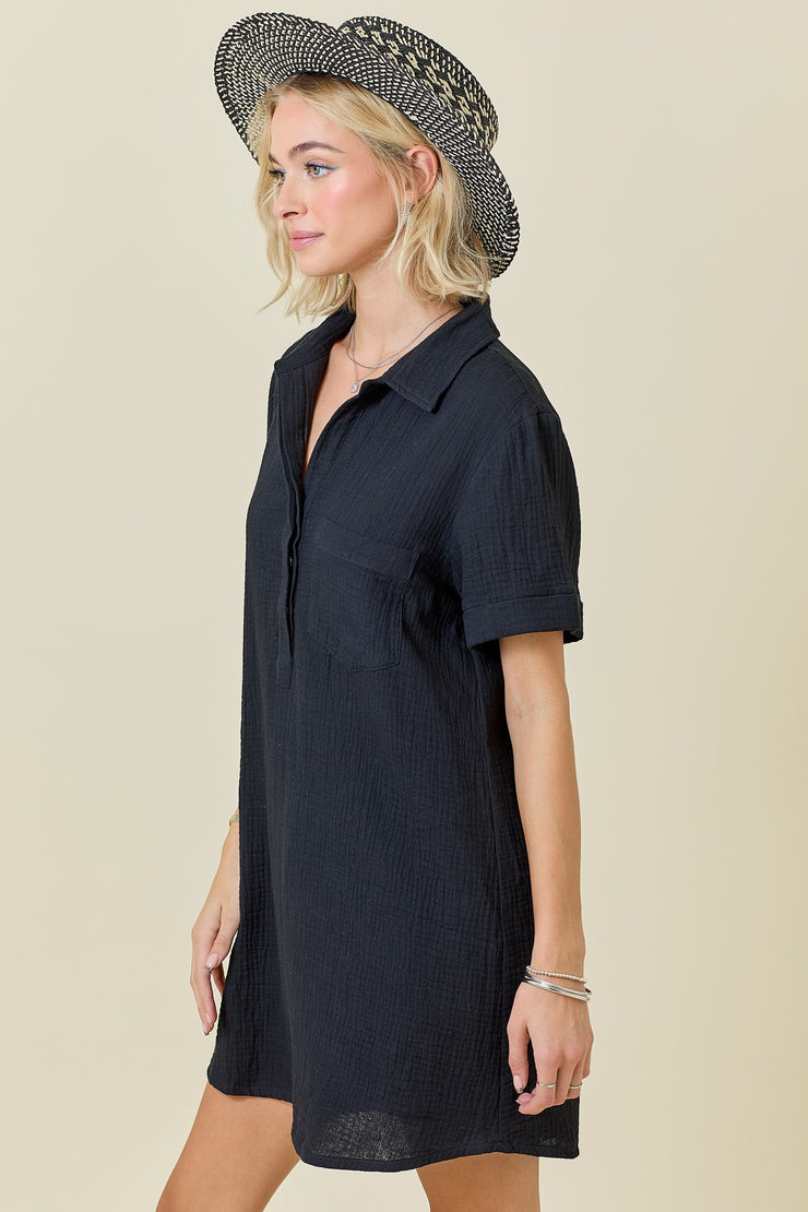 Everyday Shirt Dress in Black