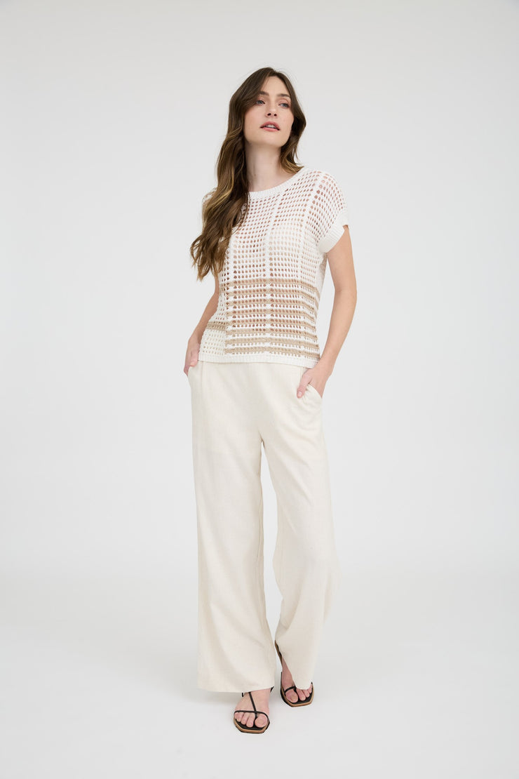 Coastal Sands Crochet Knit Top