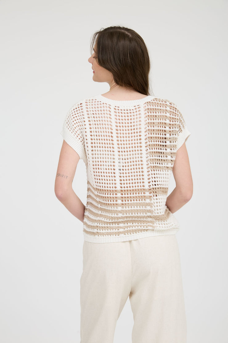 Coastal Sands Crochet Knit Top