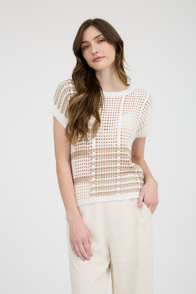 Coastal Sands Crochet Knit Top