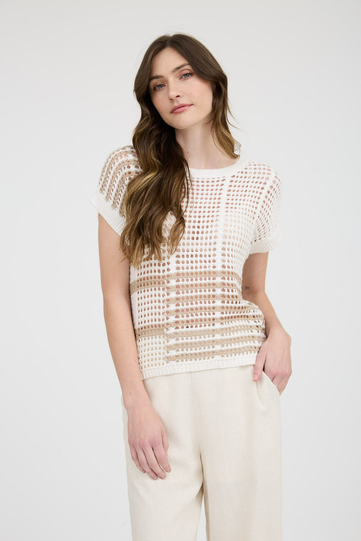 Coastal Sands Crochet Knit Top