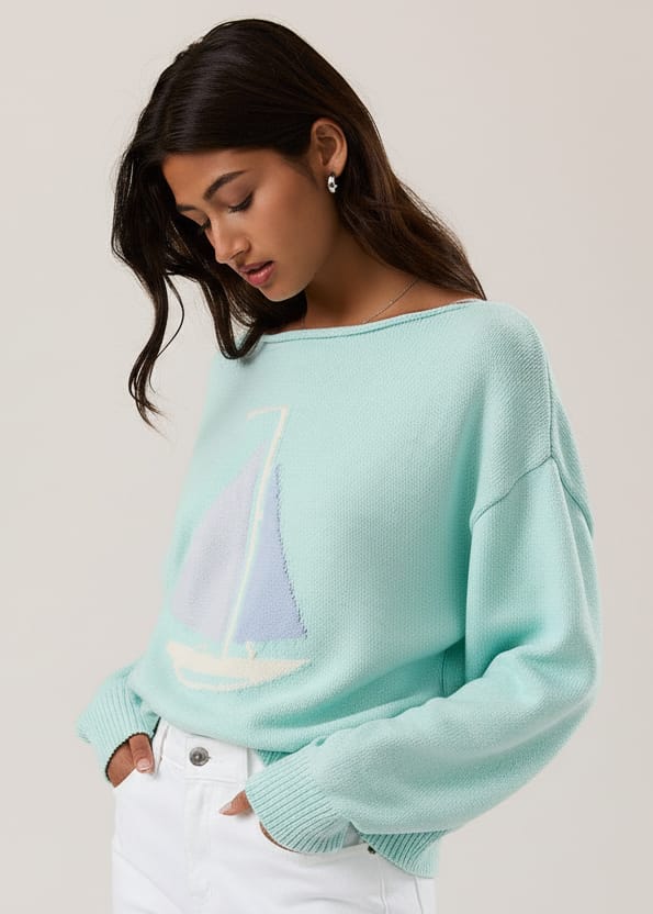 Regatta Sailboat Sweater in Mint