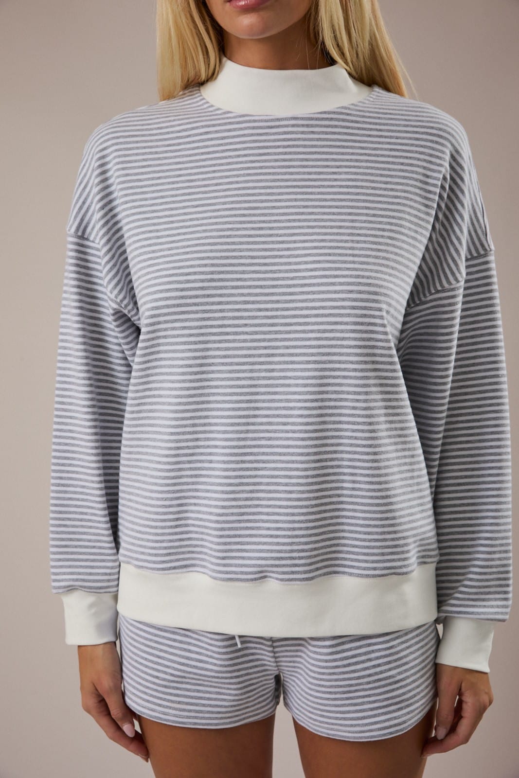 Salt Air Striped Mock Neck Pullover
