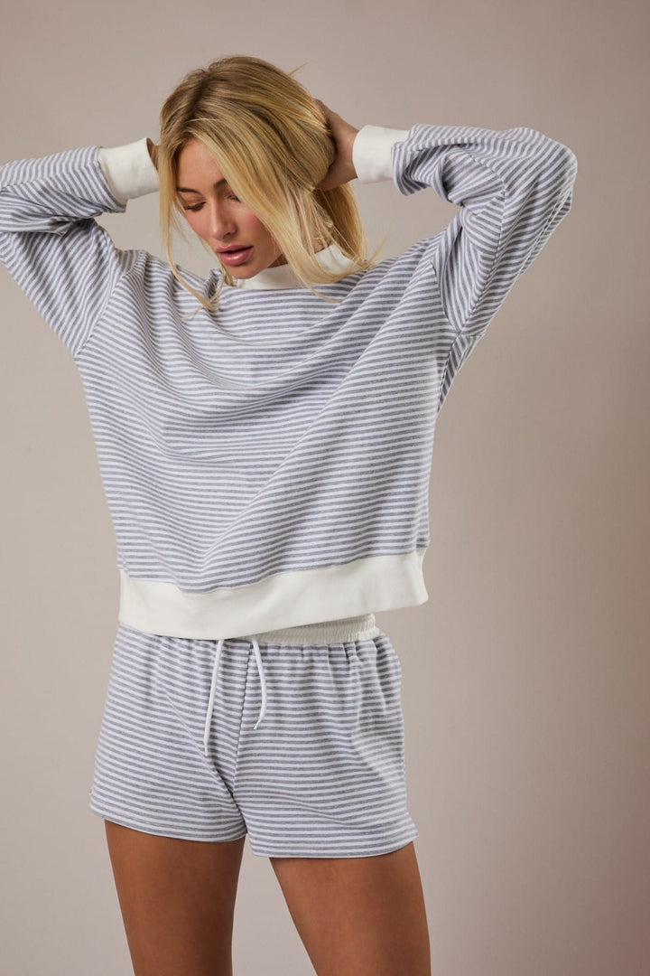 Salt Air Striped Mock Neck Pullover