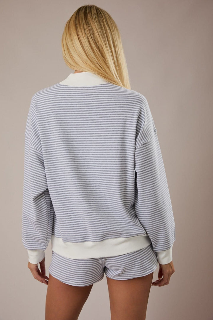 Salt Air Striped Mock Neck Pullover