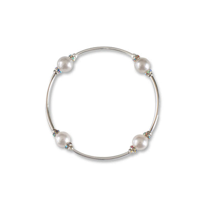 Blessing Crystal Pearl 8mm Bracelet - Silver