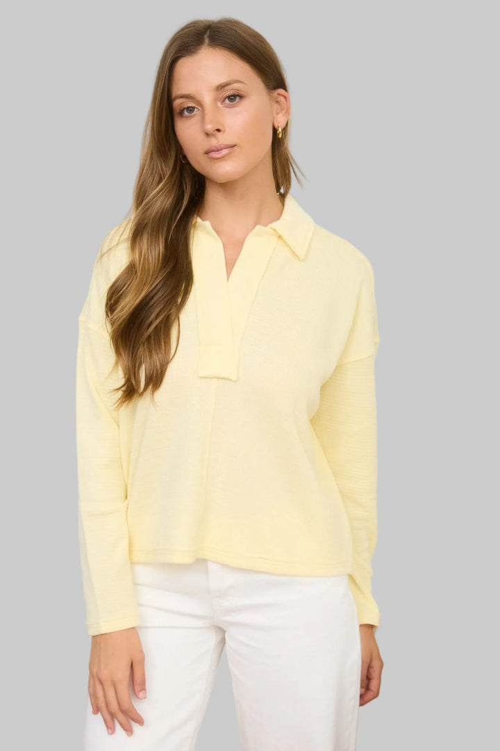 Easy Days Textured Knit Butter Yellow Polo