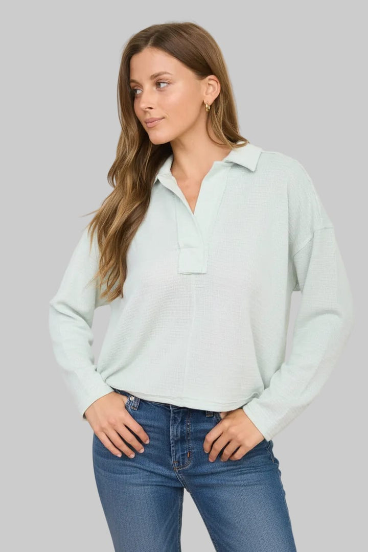 Easy Days Textured Knit Mint Polo