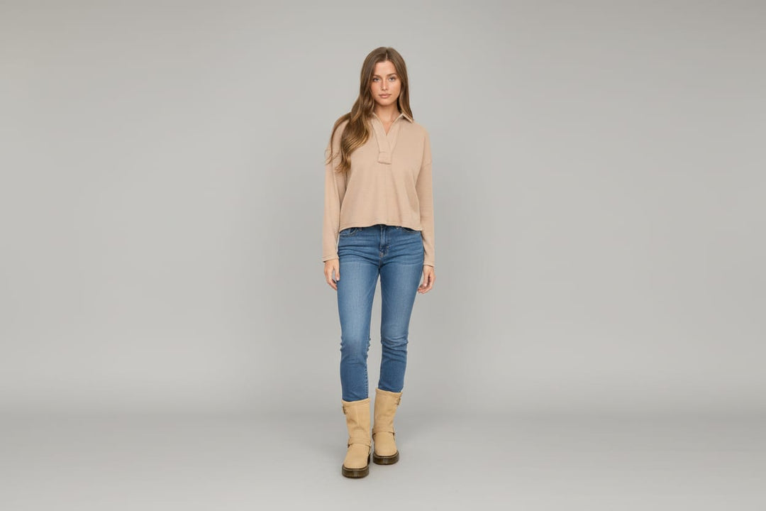 Easy Days Textured Knit Latte Polo