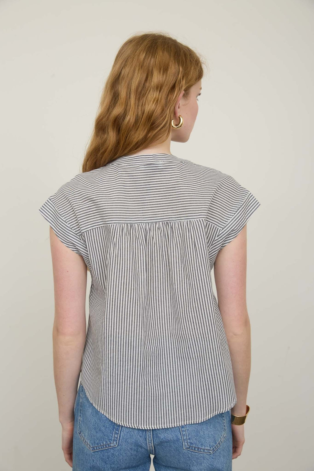 Sabrina Stripe Cuffed Sleeve Top