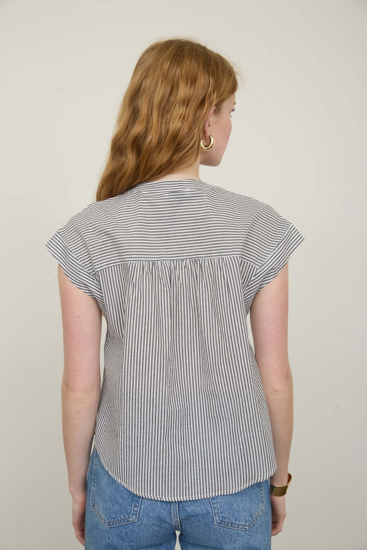 Sabrina Stripe Cuffed Sleeve Top