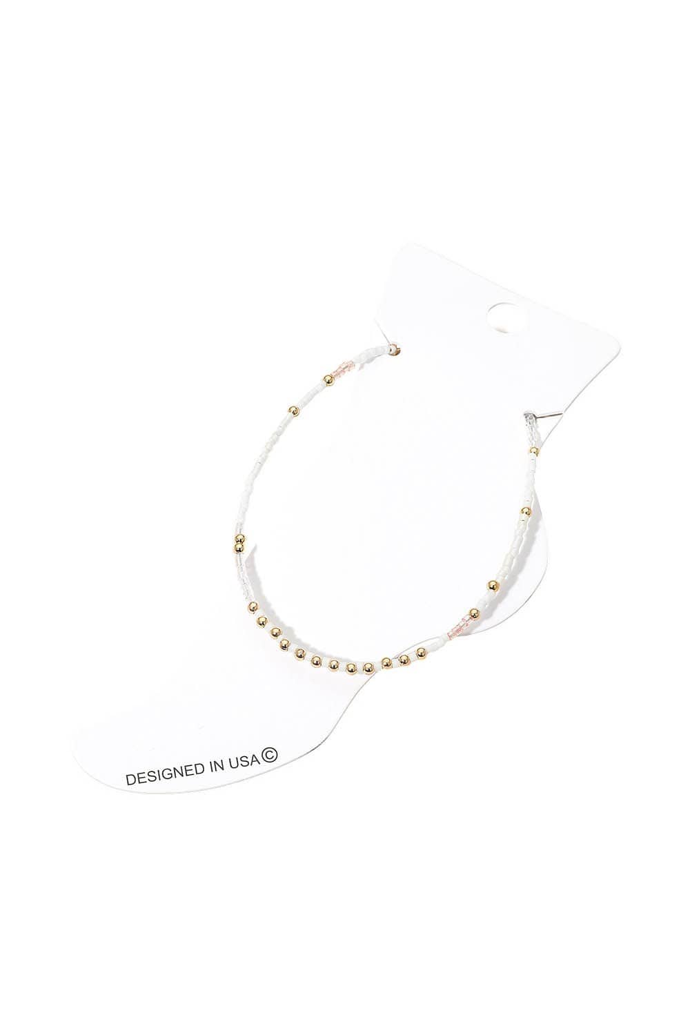 White &amp; Gold Seed Bead Anklet White &amp; Gold Seed Bead Anklet Anklet