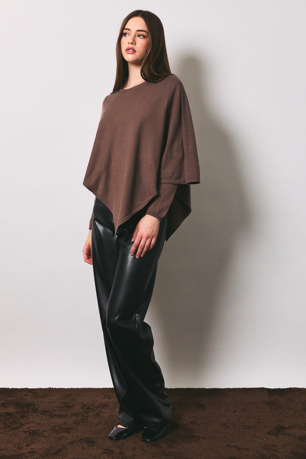 All Wrapped Up Chocolate Cape Sweater All Wrapped Up Chocolate Cape Sweater | Knit Cape Top Tops