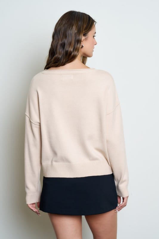 Haven Boat Neck Raw Edge Knit Sweater