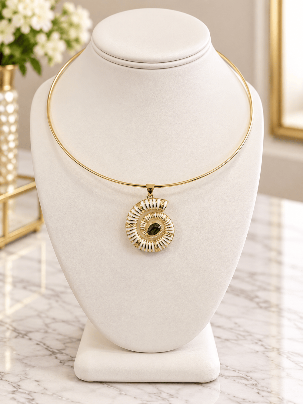 18kt Gold Plated 1.2mm Floating Collar Necklace - Pendant Bar Base 18kt Gold-Plated Floating Collar Necklace | The Red Owl Necklace