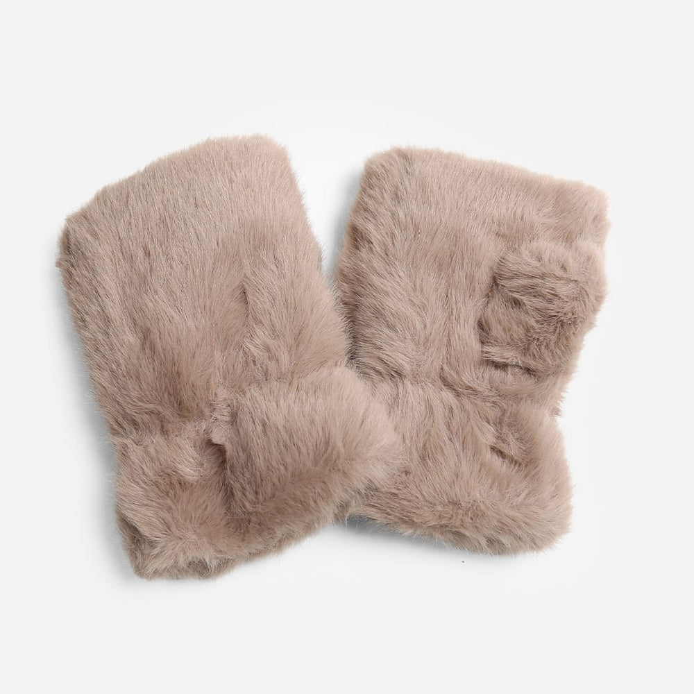 Faux Fur Fingerless Gloves Faux Fur Fingerless Gloves | Cozy Winter Accessories Taupe Gloves