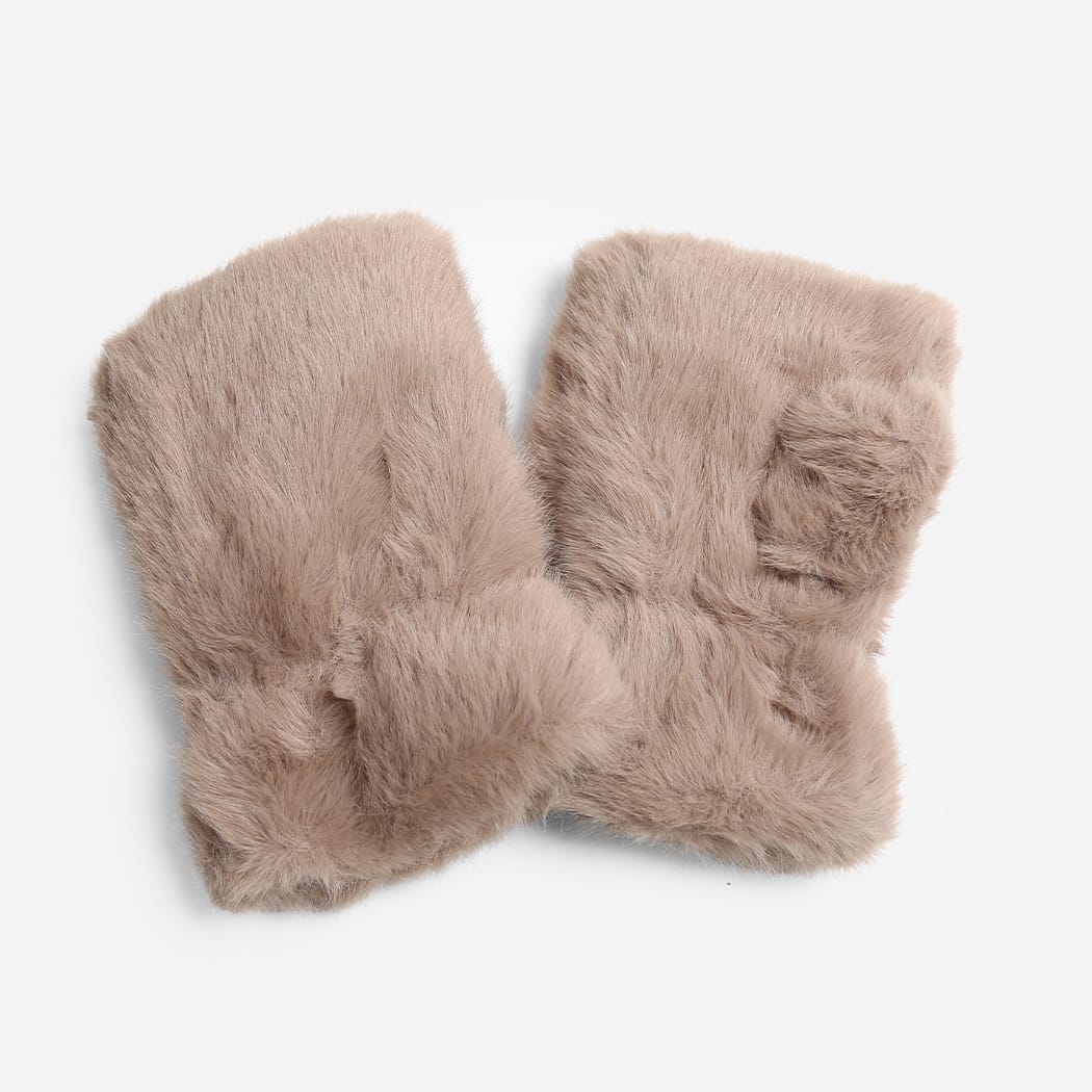Faux Fur Fingerless Gloves Faux Fur Fingerless Gloves | Cozy Winter Accessories Taupe Gloves