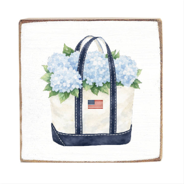 Hydrangea Flag Boat Tote Block Sign