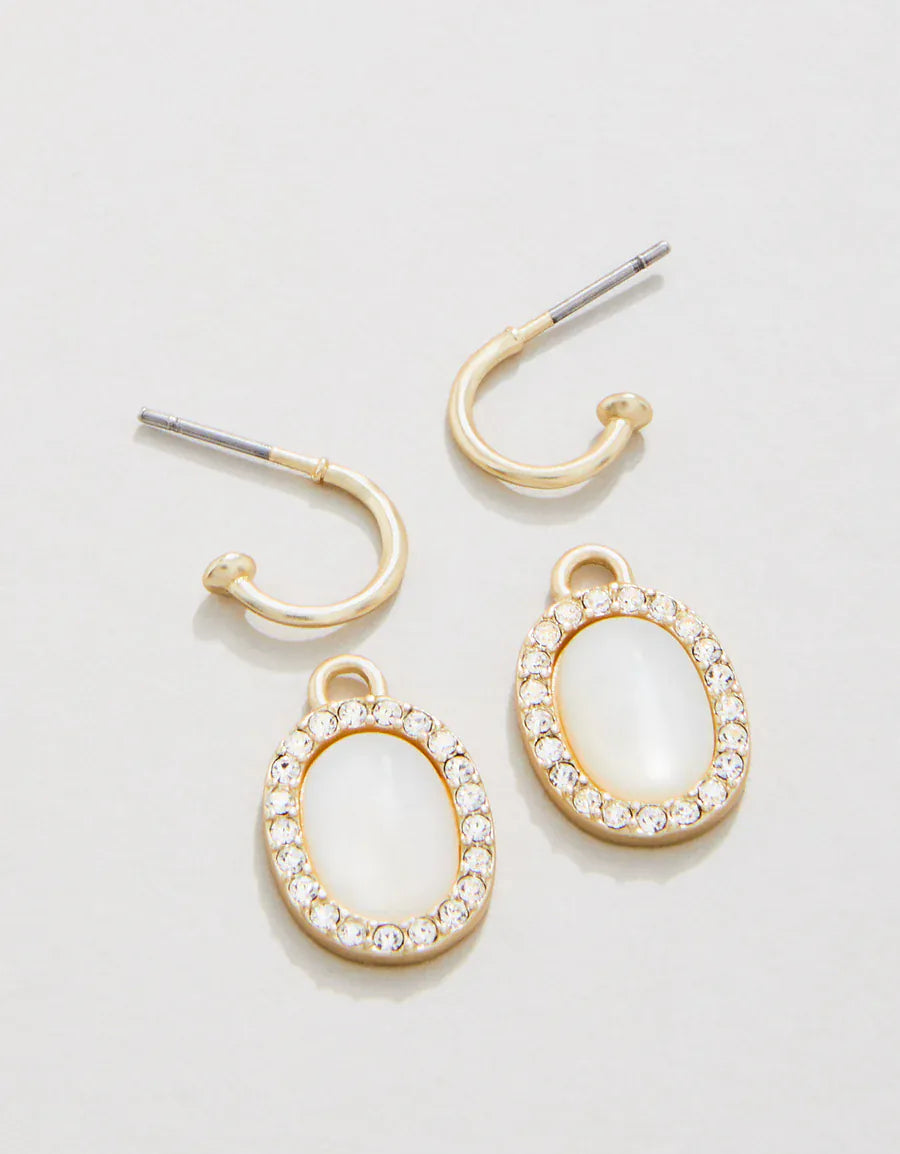 Spartina 449 Oval Halo Drop Hoop Earrings