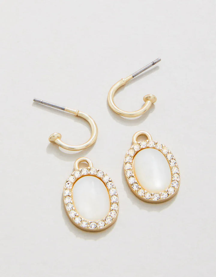 Spartina 449 Oval Halo Drop Hoop Earrings