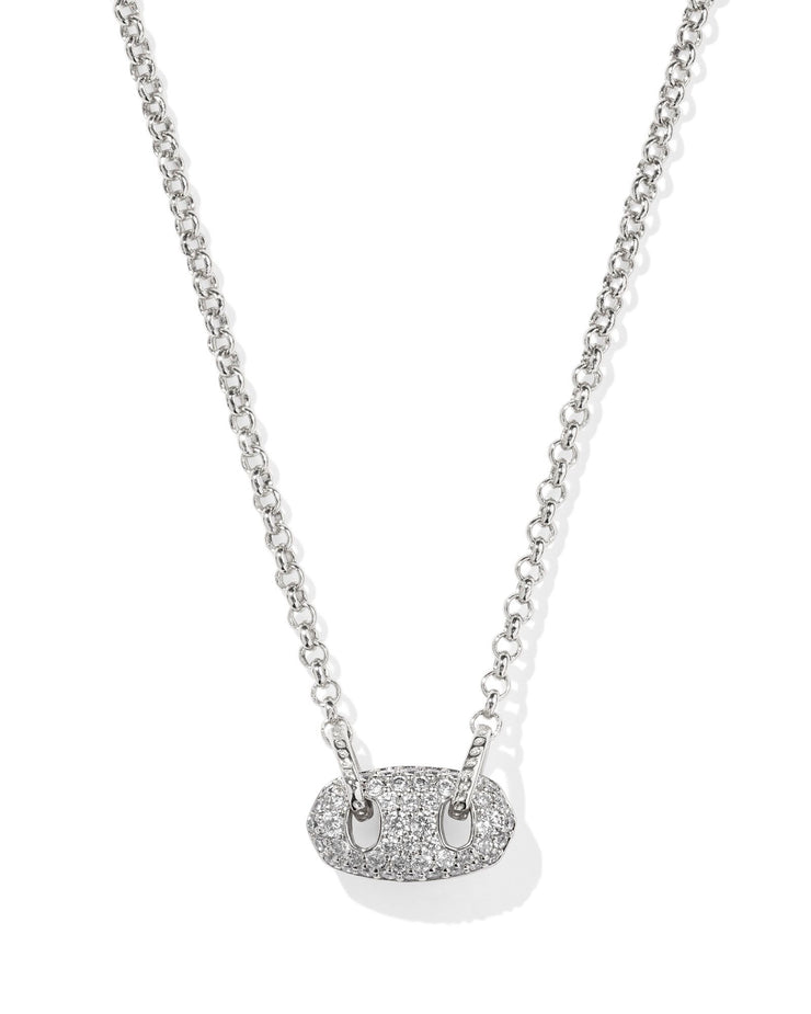 Kendra Scott Bailey Silver Pave Necklace in White Crystal