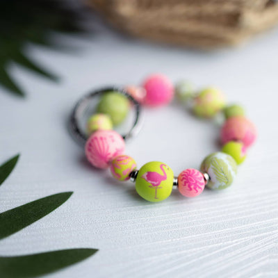 Jilzarah Flamingo Pink Small Bead Keychain