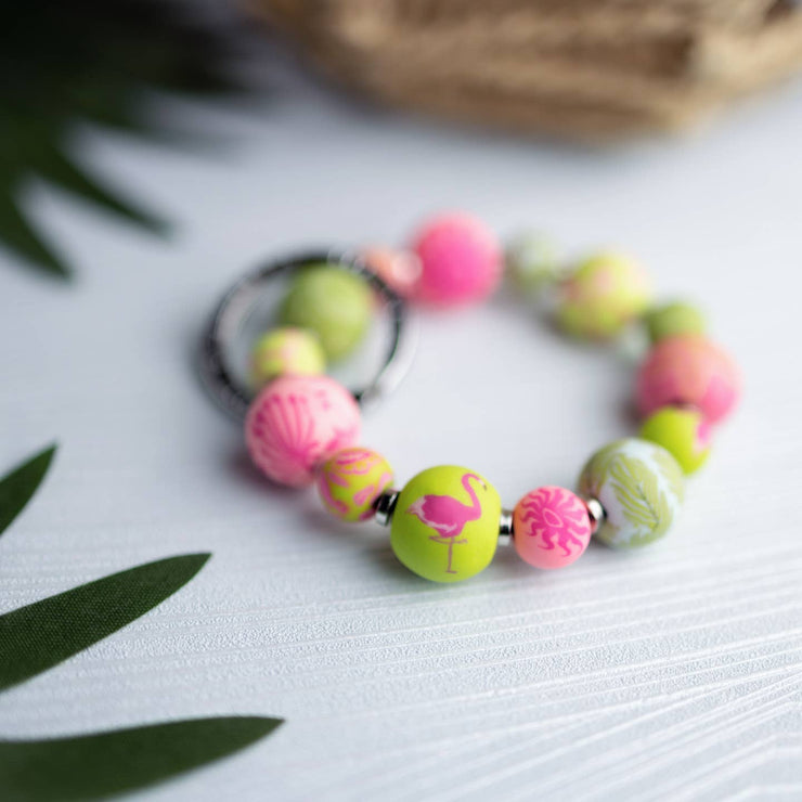 Jilzarah Flamingo Pink Small Bead Keychain