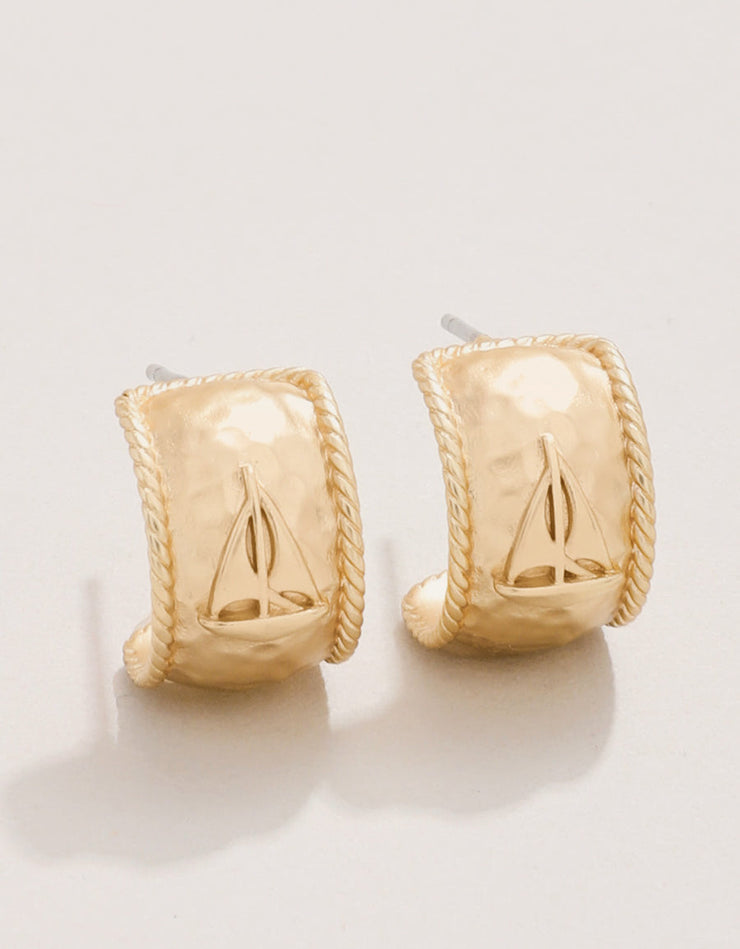 Spartina 449 Set Sail Hoop Earrings 14mm Gold