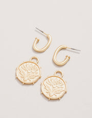 Spartina 449 Lotus Drop Hoop Earrings Gold