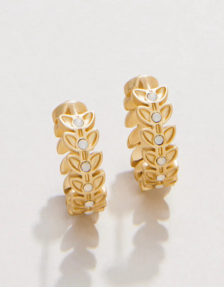 Spartina 449 Parkwood Petite Hoop Earrings 14mm White Opal