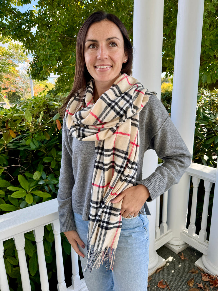 Heritage Ivory Tartan Plaid Scarf